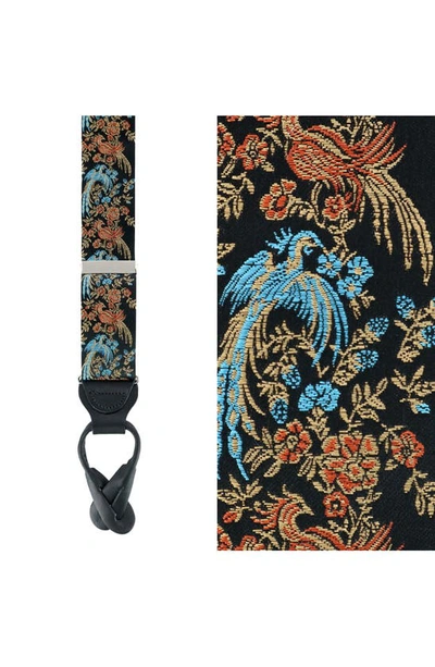 Shop Trafalgar Birds Of Paradise Floral Silk Suspenders In Black