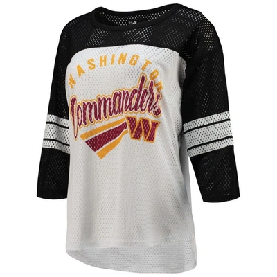 G-iii 4her By Carl Banks Women's  White, Black Washington Commanders First Team 3/4-sleeve Mesh Top In White