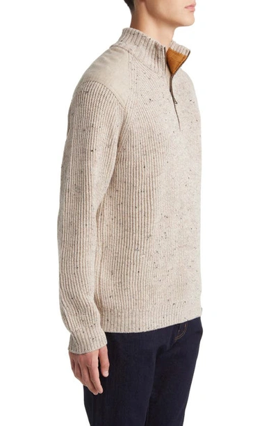 Shop Peregrine Foxton Wool Quarter-zip Sweater In Oatmeal