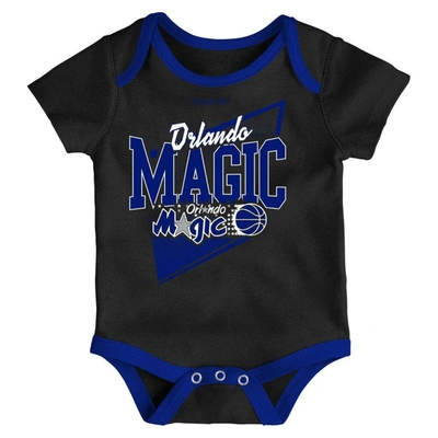 Shop Mitchell & Ness Newborn & Infant  Black/blue Orlando Magic 3-piece Hardwood Classics Bodysuits & Cuff