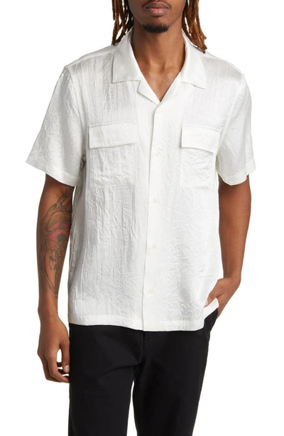 Shop Saturdays Surf Nyc Canty Crinkle Satin Camp Shirt In Ivory
