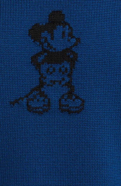 Shop Connor Mcknight X Disney 'steamboat Willie' Intarsia Merino Wool Sweater In Navy