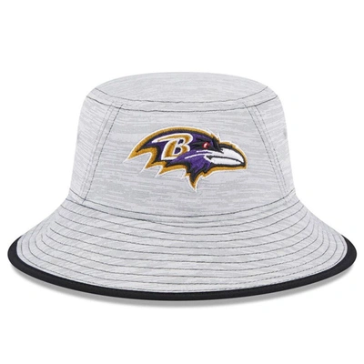 Shop New Era Gray Baltimore Ravens Game Bucket Hat