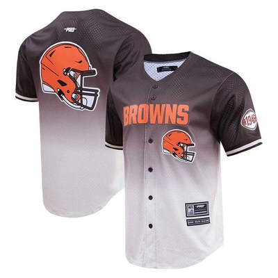 Shop Pro Standard Brown/cream Cleveland Browns Ombre Mesh Button-up Shirt