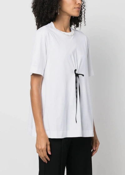 Shop Simone Rocha White Bow Detail T-shirt