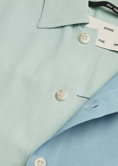 Shop Song For The Mute Blue Colorblocked Shirt In Icy Blue