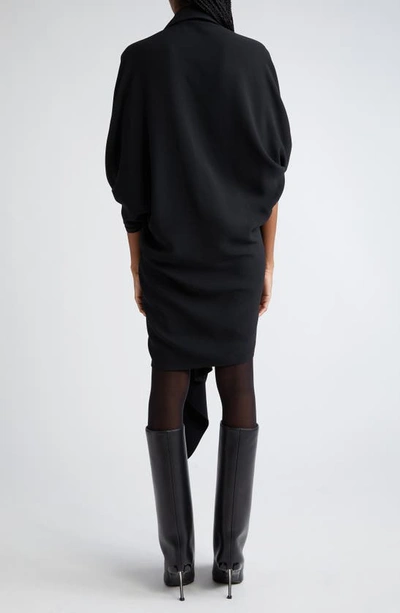 Shop Coperni Knot Front Long Sleeve Faux Wrap Dress In Black