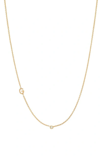 Shop Bychari Small Asymmetric Initial & Diamond Pendant Necklace In 14k Yellow Gold