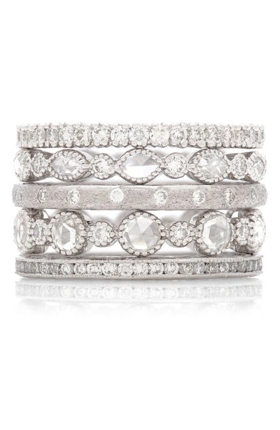 Shop Sethi Couture Dunes Diamond Stacking Band Ring In White Gold/ Diamond