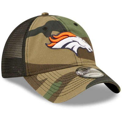 Shop New Era Camo/black Denver Broncos Basic 9twenty Trucker Snapback Hat