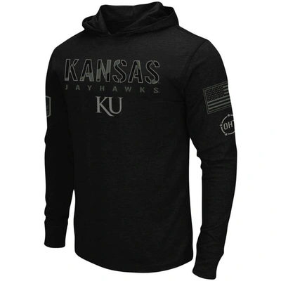 Shop Colosseum Black Kansas Jayhawks Oht Military Appreciation Hoodie Long Sleeve T-shirt
