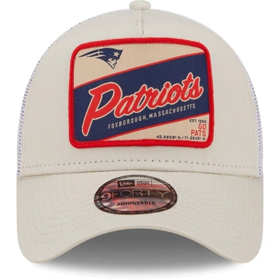 Shop New Era Khaki/white New England Patriots Happy Camper A-frame Trucker 9forty Snapback Hat