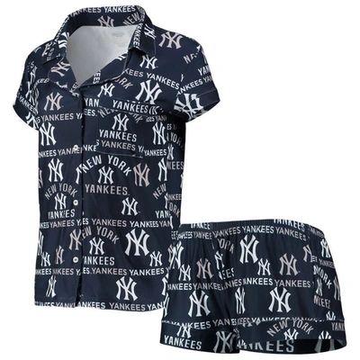 Shop Concepts Sport Navy New York Yankees Flagship Allover Print Top & Shorts Sleep Set