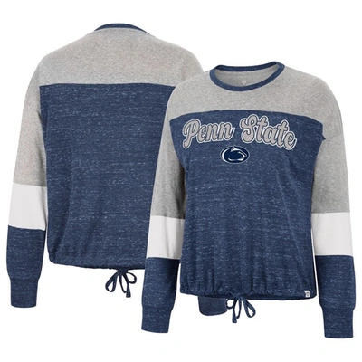 Shop Colosseum Navy Penn State Nittany Lions Joanna Tie Front Long Sleeve T-shirt