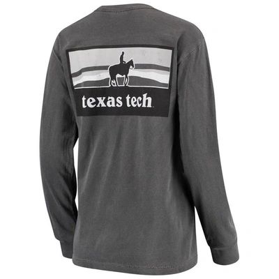Shop Summit Sportswear Charcoal Texas Tech Red Raiders Comfort Colors Campus Skyline Long Sleeve Oversized T-shirt