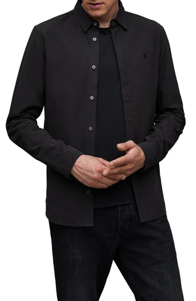 Shop Allsaints Lovell Slim Fit Button-up Shirt In Washed Black