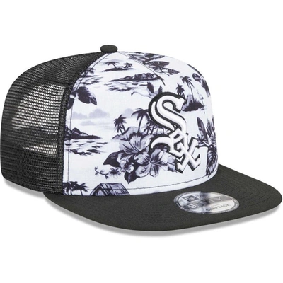 Shop New Era White/black Chicago White Sox Vacay 2.0 A-frame Trucker 9fifty Snapback Hat