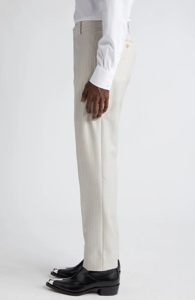Shop Alexander Mcqueen Pinstripe Wool & Mohair Cigarette Pants In Ice Grey