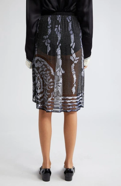Shop Bode Hyatt Bead & Sequin Embellished Sheer Mesh Skirt In Black Silver