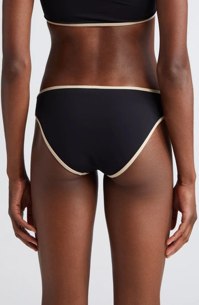 Totême Stripe Tie Bikini Bottoms Black In Black