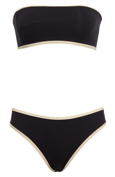 Totême Stripe Tie Bikini Bottoms Black In Black