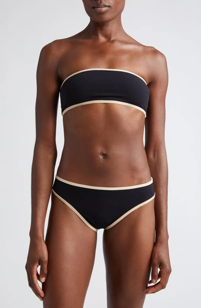 Shop Totême Stripe Edge Bikini Bottoms In Black