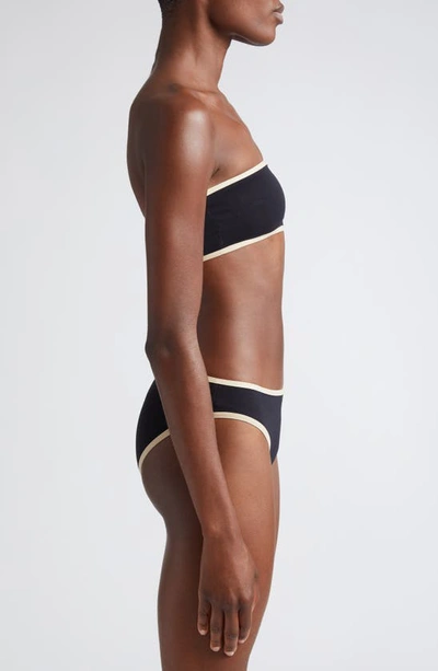 Totême Stripe Tie Bikini Bottoms Black In Black