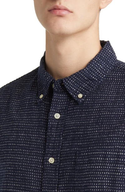 Shop Corridor Dot Cotton Button-down Shirt In Blue