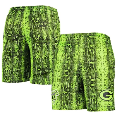 Shop New Era Neon Green Green Bay Packers Summer Pop Shorts
