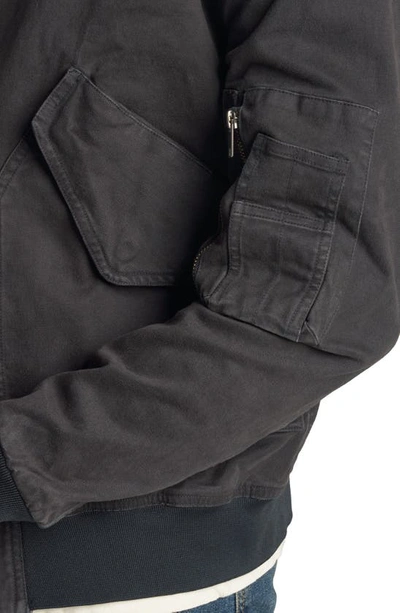 Rowan Dillon Twill Bomber Jacket In Faded Black