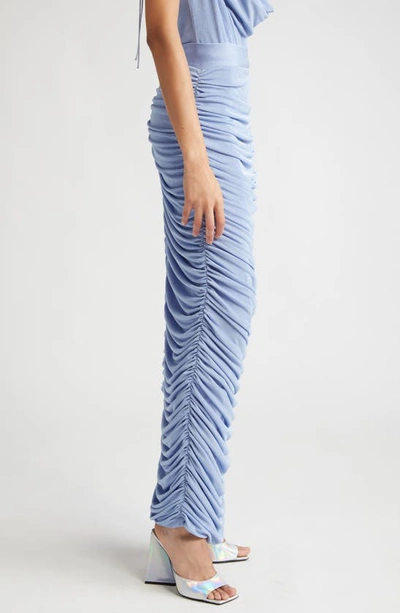 Shop Aliétte Ruched Knit Maxi Skirt In Blue