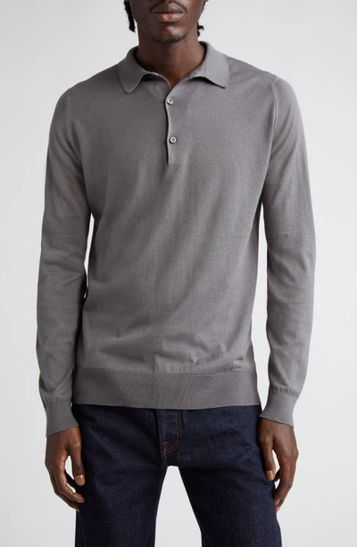 Shop John Smedley Bradwell Cotton Sweater In Cobble Grey