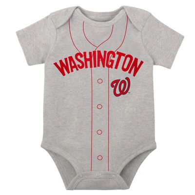 Shop Outerstuff Newborn & Infant White/heather Gray Washington Nationals Little Slugger Two-pack Bodysuit Set