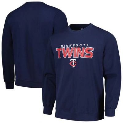 Shop Stitches Navy Minnesota Twins Pullover Sweatshirt