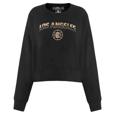 Shop Pro Standard Black La Clippers Glam Cropped Pullover Sweatshirt