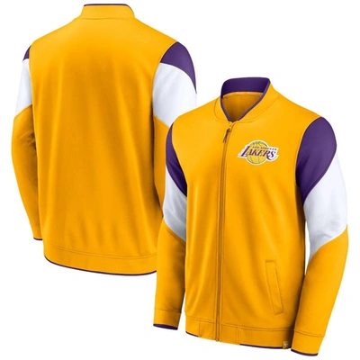Shop Fanatics Branded Gold/purple Los Angeles Lakers League Best Performance Full-zip Top