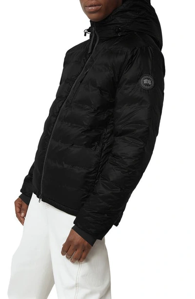 Shop Canada Goose Lodge Packable Down Hooded Jacket In Black Shine