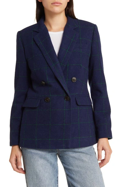 Shop Madewell Caldwell Double Breasted Wool Blend Blazer In Fresh Blueberry