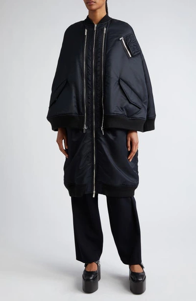 Shop Noir Kei Ninomiya Longline Nylon Twill Bomber Jacket In Black