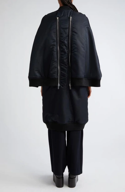 Shop Noir Kei Ninomiya Longline Nylon Twill Bomber Jacket In Black
