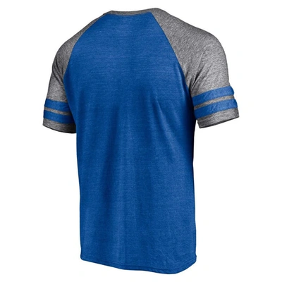 Fanatics Branded Heather Royal New York Mets Utility Two-stripe Raglan Tri-blend T-shirt In Heather Royal