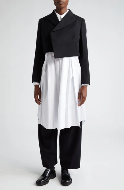 Shop Comme Des Garçons Comme Des Garçons Peter Pan Collar Long Sleeve Cotton Broadcloth Shirtdress In White