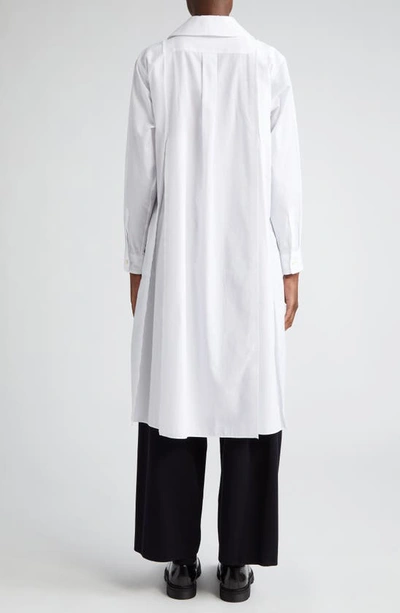 Shop Comme Des Garçons Comme Des Garçons Peter Pan Collar Long Sleeve Cotton Broadcloth Shirtdress In White