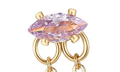 Ettika Double Piercing Chain Drop Earrings In Light Pink