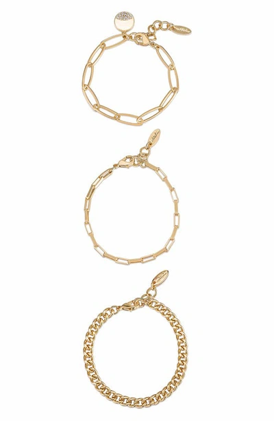 Shop Ettika Set Of 3 Chain Link Bracelets In Gold