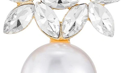 Shop Ettika Floral Crystal & Imitation Pearl Earrings In Gold