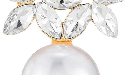 Ettika Best Day Floral Faux Pearl Earrings In 18k Gold Plate In Gold