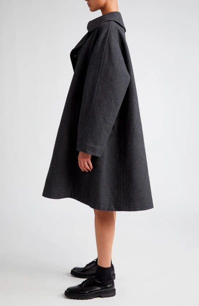 Shop Comme Des Garçons Comme Des Garçons Double Breasted Melton Wool Coat In Charcoal Grey