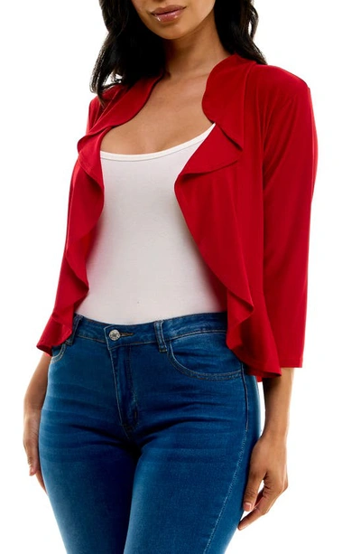 Nina Leonard Ruffle Bolero In Nina Red