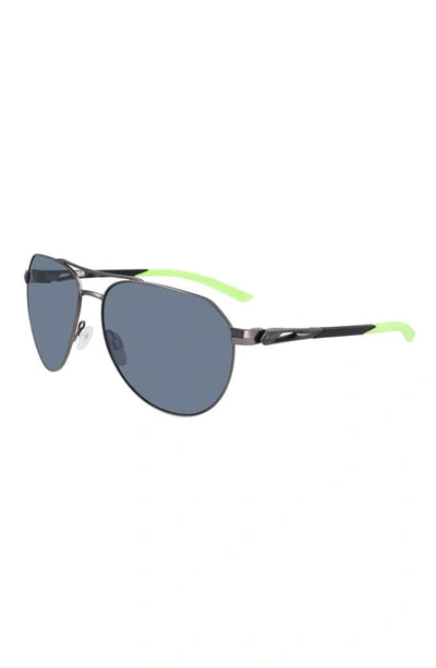 Nike Nine 60mm Aviator Sunglasses In Satin Gunmetal/ Grey Slvr